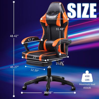 Ergonomischer Spielstuhl mit Fußstütze und höhenverstellbarer Höhe