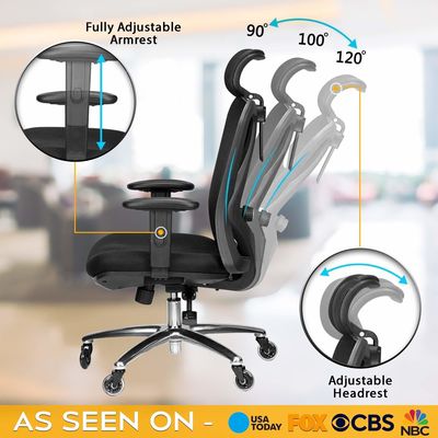 Verdickter Sitzkissen Ergonomischer Computer-Schreibtischstuhl für Zuhause mit Lumbalstütze Kopfstütze und Armlehnen