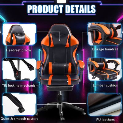 Ergonomischer Spielstuhl mit Fußstütze und höhenverstellbarer Höhe