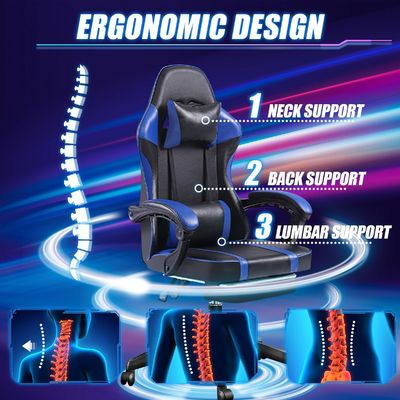 360 Dreh-Ergonomischer Spielstuhl mit Fußstützhöhe und Liegestell