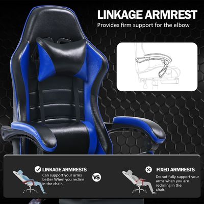 Ergonomischer Spielstuhl mit verstellbarer Höhe und Fußstütze in individueller Farbe