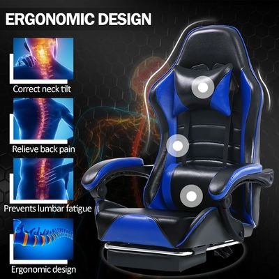 Ergonomischer Spielstuhl mit verstellbarer Höhe und Fußstütze in individueller Farbe