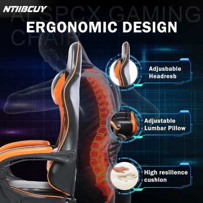 ALINUNU Ergonomischer Spielstuhl für Erwachsene Fußstütze Drehstuhl aus synthetischem Leder