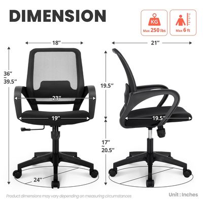 Computerstuhl mit Lendenunterstützung Verstellbarer Ergonomischer Schreibtischstuhl
