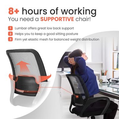 Metallstuhl mit verstellbarer Dreh- und Lendenunterstützung Ergonomischer Computerstuhl