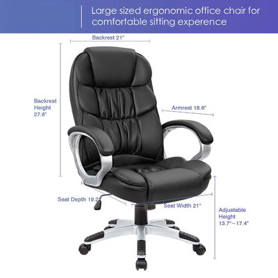 High Back Executive Office Chair mit Lendenunterstützung und höhenverstellbarem PU-Leder