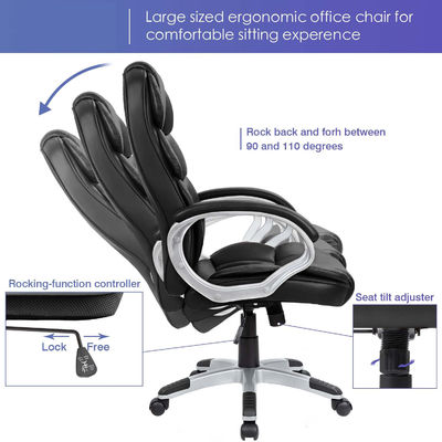 High Back Executive Office Chair mit Lendenunterstützung und höhenverstellbarem PU-Leder