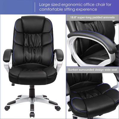 High Back Executive Office Chair mit Lendenunterstützung und höhenverstellbarem PU-Leder