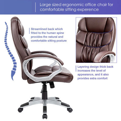 Executive Office Chair mit verstellbarer Höhe Hochrücken Computer Schreibtisch Stuhl PU Leder