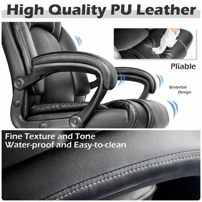Lederpolsterter Executive Desk Chair mit verstellbarer Höhe und ergonomischer Unterstützung