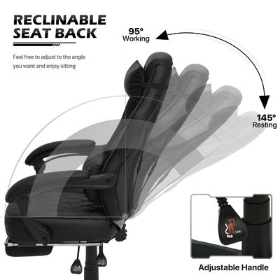 Der PU-Spielstuhl von ALINUNU ergonomischer Rennstil, verstellbar für lange Spielsitzungen