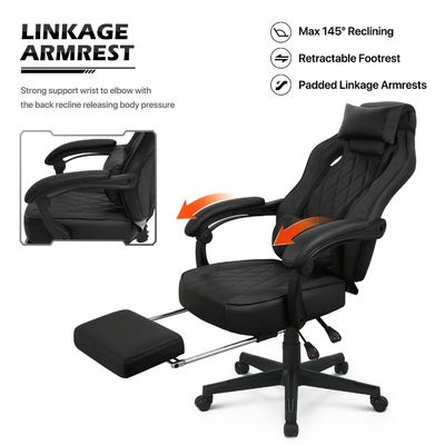 Der PU-Spielstuhl von ALINUNU ergonomischer Rennstil, verstellbar für lange Spielsitzungen