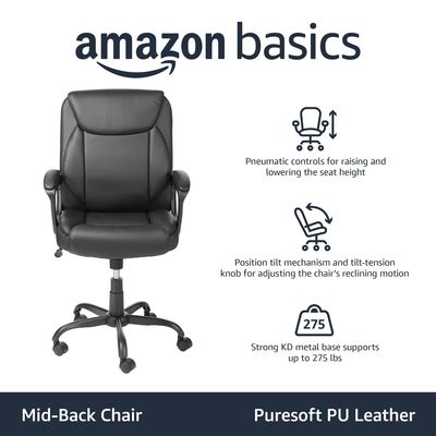 26&quot;D x 23,75&quot;W x 42&quot;H Mittlere Rücken-Soft PU Büro Computer Schreibtisch Stuhl mit 3 Gaslift