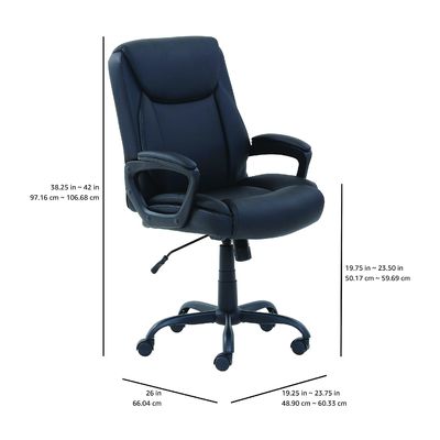 26&quot;D x 23,75&quot;W x 42&quot;H Mittlere Rücken-Soft PU Büro Computer Schreibtisch Stuhl mit 3 Gaslift