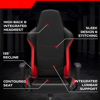 Integrierte Kopfstütze Ergonomischer PC-Computerstuhl für Erwachsene Falsches Leder-Sitzmaterial