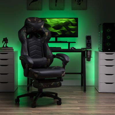 360 Dreh-Ergonomischer PC-Computer-Stuhl Gaming mit integrierter Kopflehne Höhenanpassung
