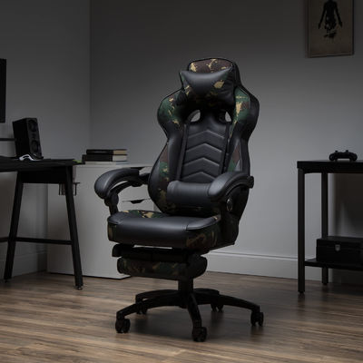 360 Dreh-Ergonomischer PC-Computer-Stuhl Gaming mit integrierter Kopflehne Höhenanpassung