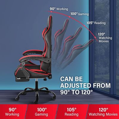 Ergonomischer Spielstuhl mit Fußstütze und Lendenstütze 20&quot;D x 25&quot;W x 46&quot;H/360 Drehbar