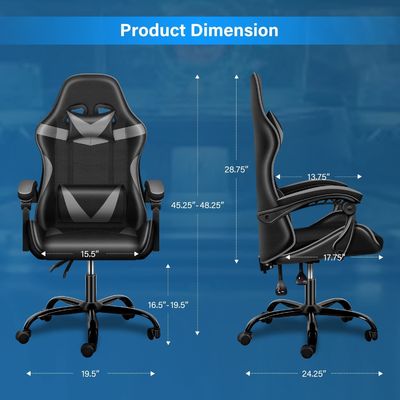 Ergonomischer Videospielstuhl mit Fußstütze und Lendenstütze
