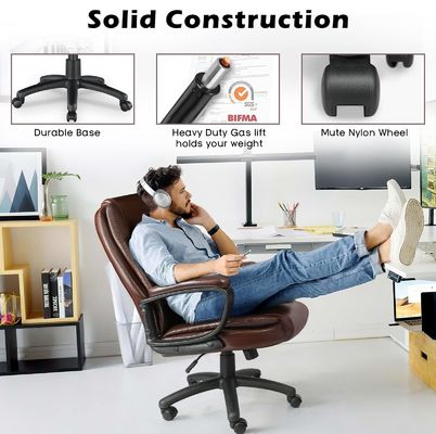 High Back Computer Chair Braun 400 LBS Große und hohe Führungskräfte Executive Chair für Büro