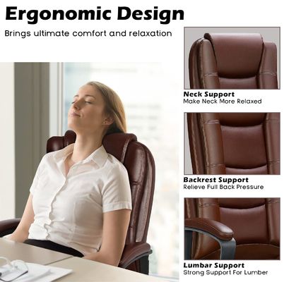 High Back Computer Chair Braun 400 LBS Große und hohe Führungskräfte Executive Chair für Büro