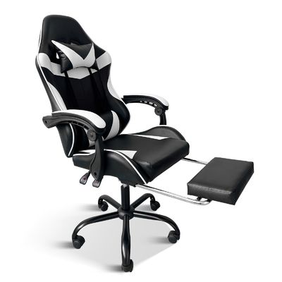 33 Pfund Stoff ergonomischer Computerspielstuhl mit Fußstütze und Lendenstütze