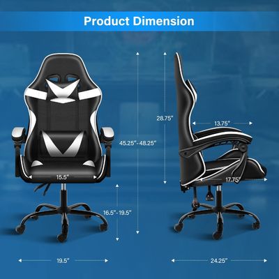Kunststoff-Sitzstofftyp Ergonomischer Videospielstuhl mit Fußstütze und Lendenstütze