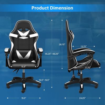 Kunststoff-Sitzstofftyp Ergonomischer Videospielstuhl mit Fußstütze und Lendenstütze