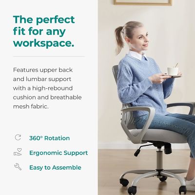 Materialien Mittlerer Rücken Rollstuhl Home Office Schreibtischstuhl mit Rädern und Lendenstütze