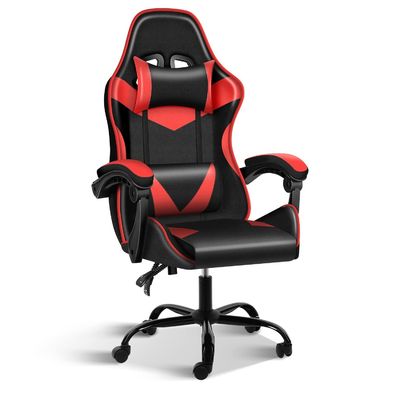 Kunststoffsitz Stoff Computerspielstuhl mit Fußstütze und Lendenunterstützung Ergonomisch