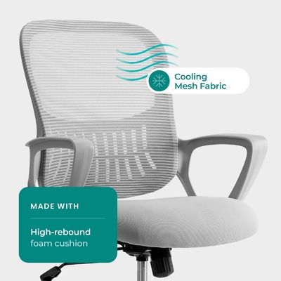 Materialien Mittlerer Rücken Rollstuhl Home Office Schreibtischstuhl mit Rädern und Lendenstütze