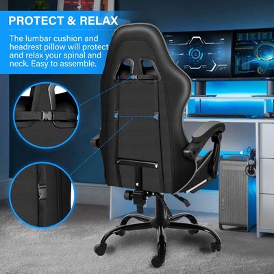 Kunststoffsitz Ergonomischer Spielstuhl mit Fußstütze und Lendenunterstützung Gewicht 33 Pfund
