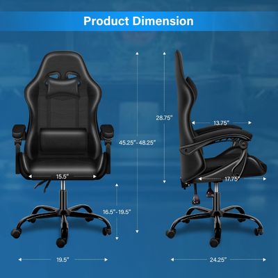 ALINUNU Spielzimmer Computer ergonomischer Videospiele-Stuhl mit Fußstütze und Lendenstütze