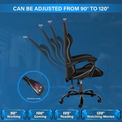 ALINUNU Spielzimmer Computer ergonomischer Videospiele-Stuhl mit Fußstütze und Lendenstütze