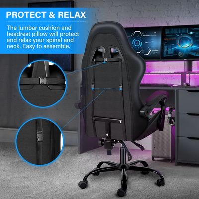 ALINUNU Spielzimmer Computer ergonomischer Videospiele-Stuhl mit Fußstütze und Lendenstütze