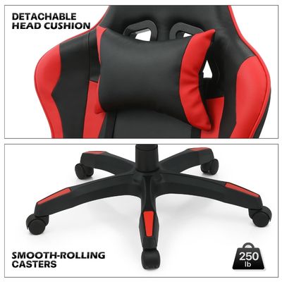 ALINUNU Ergonomischer Stoff Computerspielstuhl mit Kopfstütze und Lendenbein