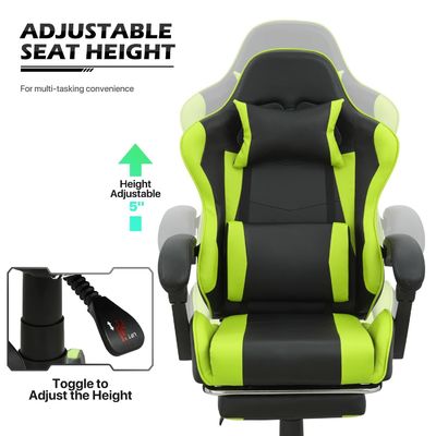 Computer-Gaming-Stuhl mit Kopfstütze und Lendenstütze 25&quot;D x 26,5&quot;W x 42,5&quot;H