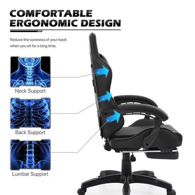 Postverpackung MODERN DESIGN STYLE Verstellbarer Gamer-Stuhl mit Kopfstütze und Lendenbein
