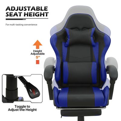 ALINUNU angepasste Farbe Ergonomisch verstellbarer Gamer-Stuhl mit Kopfstütze und Lendenbein