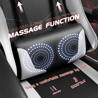 Höhenverstellbarer Spielstuhl mit Fußstütze und Massage-Lumbalunterstützung
