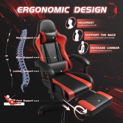 Drehstuhl ALINUNU Ergonomische Computerspielstühle mit Massage und Lendenstütze
