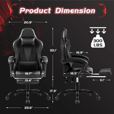Ergonomischer Computerspielstuhl im modernen Stil mit Fußstütze und Massage