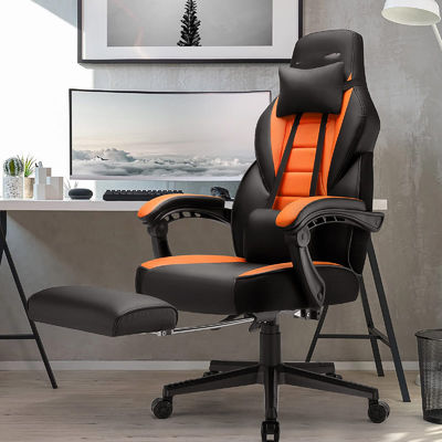 ALINUNU Racing Style Gaming Chair Bürostuhl Computersessel Spielen mit Fußstütze und Kopfstütze