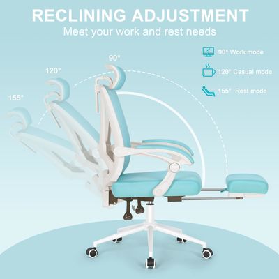360 Dreh-Hoch-Back-Office-Stuhl mit verstellbarer 2D-Lumbalunterstützung und Fußstütze