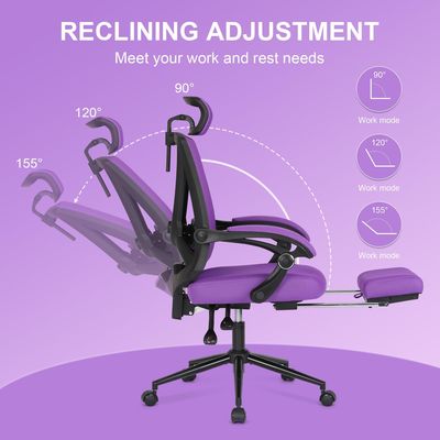 Akzeptable OEM ODM High Back Office Chair mit verstellbarer 2D-Lumbalunterstützung und Fußstütze