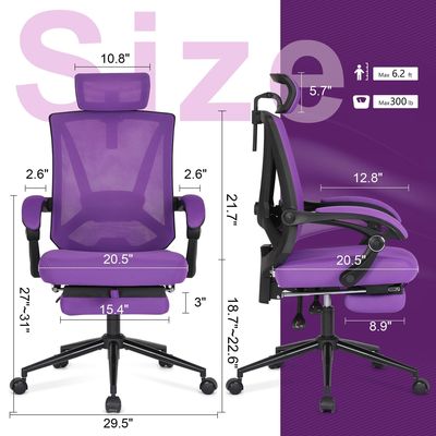 Akzeptable OEM ODM High Back Office Chair mit verstellbarer 2D-Lumbalunterstützung und Fußstütze