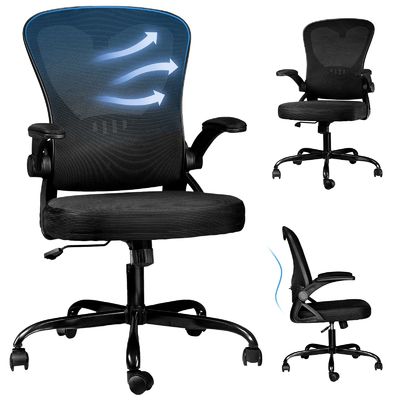 Flip-up-Arms Ergonomische Netz Bürostuhl mit 360-Schwenken und Höhenregelung
