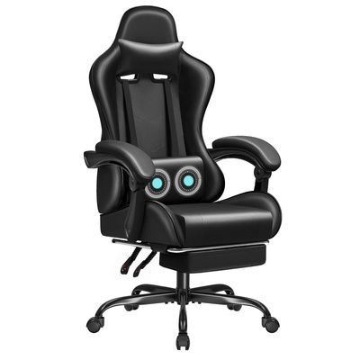 Synthetisches Leder-Rennspielstuhl mit Massage-Lumbalstütze und 360-Schwenksitz