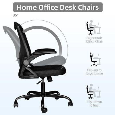Flip-up-Arms Ergonomische Netz Bürostuhl mit 360-Schwenken und Höhenregelung