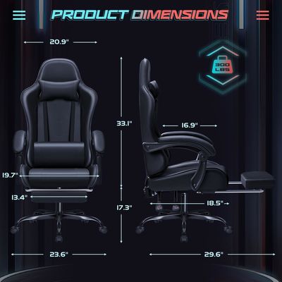 Synthetisches Leder-Rennspielstuhl mit Massage-Lumbalstütze und 360-Schwenksitz